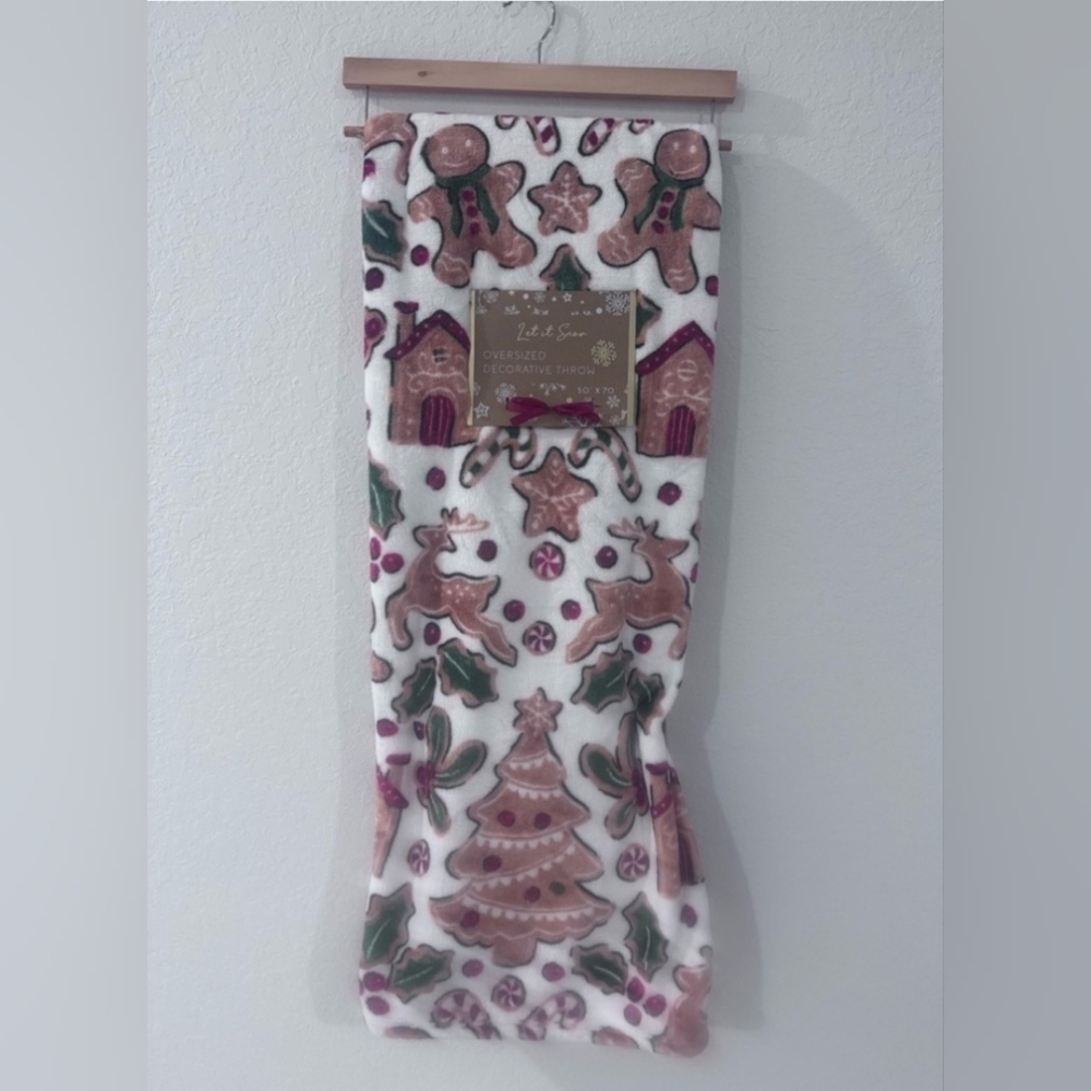 Festive Holiday Blanket with Gingerbread Design
